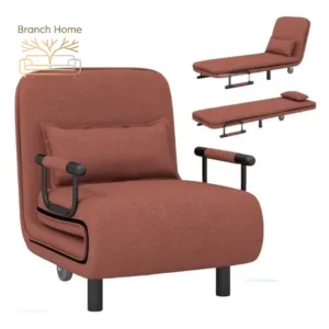 Buy 1 Comfortable 2-in-1 Mechanism Folding Convertible Armchair Single Office Sofa Bed with Pull for Living Room Hotel