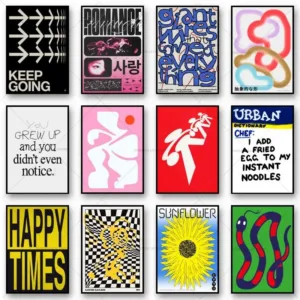 Vintage Quotes Shapes Posters Abstract Canvas Print Sunflower Wall Art Canvas Painting for Living Room Bedroom Home Decor