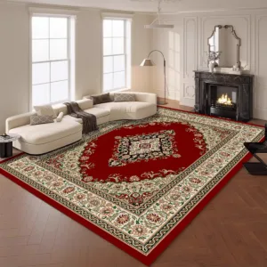 Vintage Persian Red Large Carpets for Living Room High-end Luxury American Fluffy Rug Bedroom Bed End Anti-slip Large Area Mat