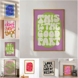 Love Is A Way Of Being Colorful Pink Love Quote Poster Maximalist Wall Art Canvas Painting For Living Room Eclectic Home Decor