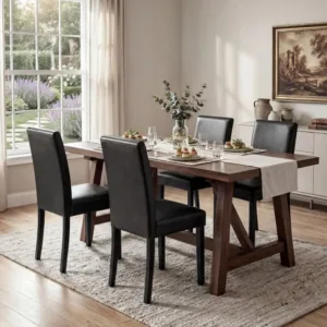 Dining Chairs Set of 4, PU Leather Padded Upholstered Modern Parson Chair, Dining Room Chairs with Solid Wood Legs for Kitchen