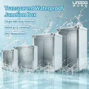 IP67 Transparent Waterproof Junction Box with Mounting Plate for Outdoor Instrument Enclosures and Electrical Project Boxes