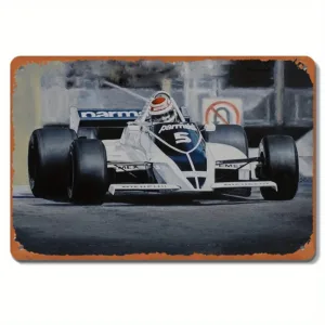 Vintage Nelson Piccut Bramham BT49C Car Metal Poster, Retro Tin Sign, Classic Iron Wall Art for Home, Office, Garage, Bar, or f