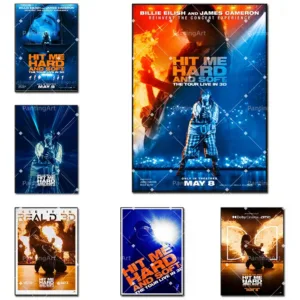 B-Billie E-Eilish H-Hit Me Hard and Soft The Tour Live in 3D Movie Poster Wall Art Home Decor Canvas Painting Bedroom Fans Gifts