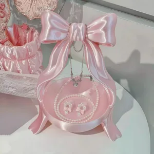 Ins Jewelry Display Box Bow Storage Box 3D Printed Desktop Decoration Ornaments Luxury Makeup Organizer Display Rack 정리함