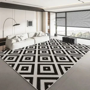 Geometric Decor Carpets for Living Room Black White Light Luxury Rugs Decoration Bedroom Non-slip Mat Large Area Rug Tapis Salon