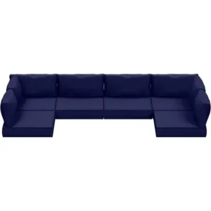 6-Seat Rattan Wicker Outdoor Sectional Sofa Set with 14-Piece Waterproof Cushions