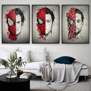 1PC frameless Movie Marvel Posters SpiderMan Wall Art Hand-Painted Vintage Style Three Actors Home Decor Canvas Paintings Mural