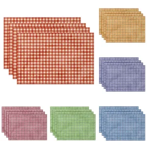 Checkered Pattern Placemats Dining Table Mats Modern Plaid Design for Kitchen Party Office Multiple Colors Washable Durable