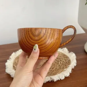 Vintage Chinese Wooden Cup With Handle Small Wine Coffee Tea Mug Office Home Afternoon Drink Durable Personal Tableware