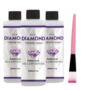 2 In 1 60ML/200ML Diamond Painting Sealer 5D Diamond Painting Art Glue And Silicone Brush Permanent Hold & Shine Effect Sealer