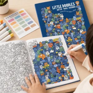Portable Doodle Coloring Book for Adults Teens HD Line Tracing Sketchbook Travel Friendly Screen-Free Stress Relief Drawing Book
