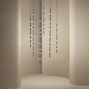 Minimalist Bamboo Pendant Light with a Simple Style, Exhibition Hall Sample Room, Villa Duplex, Cantilevered Staircase Chandelie