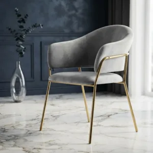 Modern Post Modern Dining Chair Nordic Style Armchair Flannel Upholstered Leisure Makeup Seat Bedroom Furniture Comfy Reading