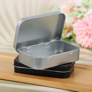 1Pc Survival Kit Small Empty Tinplate Silver Black Flip Storage Box Organizer For Money Coin Candy Key Cigarette Sealed Box.