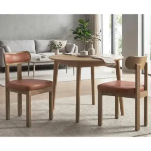 Modern Leather Dining Chairs Set of 2, Curved Back with Arms, Suitable for Kitchen, Living Room, Restaurant, Balcony, Bedroom, H
