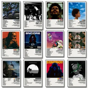 Hip Hop Rap Star Drake Eminem Music Album Covers Poster Print Canvas Painting Wall Art Picture Bedroom Living Room Home Decor