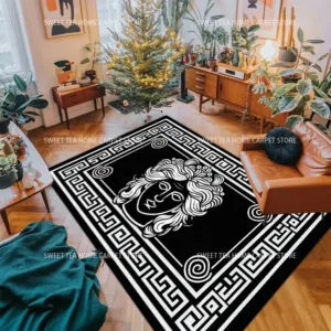 Modern Black White Carpet for Living Room Decoration High-end Luxury Rugs Non-slip Bedroom Bedside Rug Washable Aisle Floor Mat