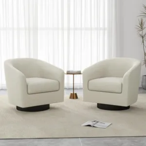 Swivel Barrel Accent Chairs Set of 2, Fabric Upholstered Armchair Modern Round Club Arm Chair for Living Room,, Customized