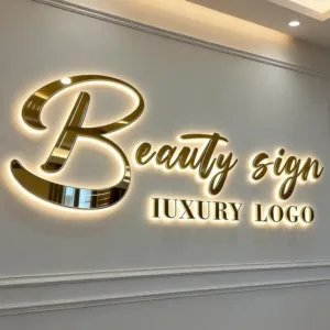 Custom Business 3D Letter Illuminated Sign Metal Backlit Large Signage Custom LED Personalization Company Signage Metal LED Deco