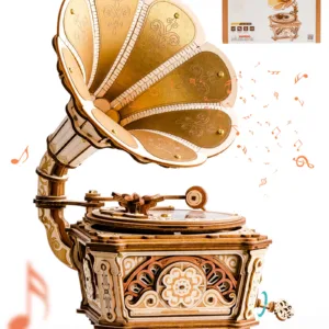 ROKR Wooden 3D Puzzle Diva Gramophone Music Box Mechanical Model Building Kit for Home Decor Holiday Gift for Adults Teens Friends