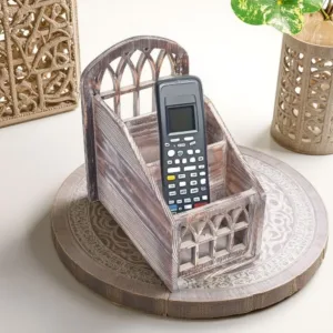 Durable 3 Grids Remote Control Storage Box Wooden Decorative Remote Container Vintage Style Desktop Organizer Nightstand