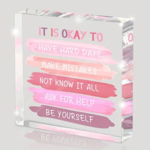 Mental Health Decor - Pink Office Decor Ornamenta Teacher Desk L- Inspirational Gifts for Women - Mental Health Present