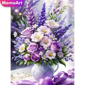 Momoart Full Square Diamond Painting Flower Rose Picture Of Rhinestones DIY Diamond Mosaic Vase New Arrival Embroidery Wall Art