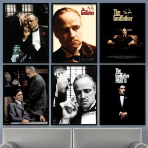Classic Movie Godfather Poster Black And White Canvas Painting Home Decor Wall Art Gangster Retro Pictures Bar Hanging Painting