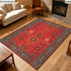 Luxury Golden Ornate Frame Carpet Flooring Noble Retro Square Area Rug Elegant Home Living Room Floor Decoration