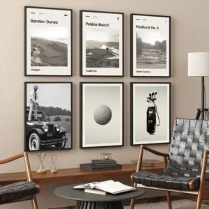 Golf Course Poster Retro Mid-century Modern Canvas Print Painting Wall Art Bedroom Study Studio Living Room Home Decoration