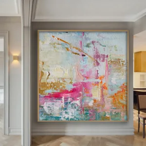 Large Sizes 100% Hand Painted Oil Painting Vibrant Abstract Art Pastel Painting for Modern Living Room Home Wall Decoration