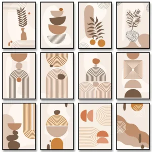 Vintage Abstract Art Canvas Paintings Nordic Scandi Poster Minimalist Geometric Art Print Wall Art Picture for Home Decoration