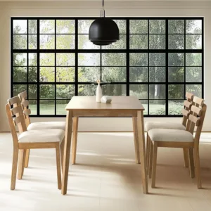 Farmhouse Dining Table Set, Wooden Kitchen Table & Solid Wood Chairs Upholstered Chairs, Modern Rectangular, Custom