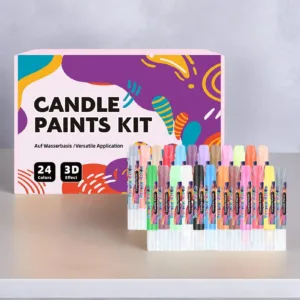 24 Color 10ml Non Baked 3D Candle Pen Children's Handmade DIY Candle Painting for Glass Vases Jackets Clothes Pants