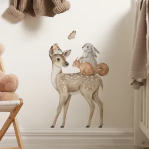 Hand Drawn Cute Deer Rabbit Fox Wall Stickers for Kids Rooms Nursery Living Room Baby Bedroom Wall Decor Animals Child Wallpaper