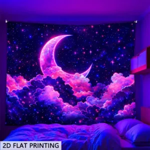 Luxury Galaxy Tapestry Wall Hanging Starry Night Moon Cosmic Space Decor Polyester Fabric Poster for Bedroom Living Room