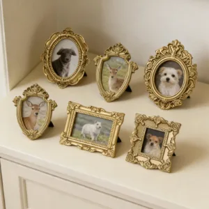 Gold Vintage Photo Frame Art Jewelry Decorative Home Photography Background Shooting Props Mini Picture Frame Trinkets Frame
