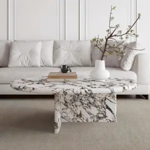 Customizable Natural Carrara Marble Coffee Table Modern Living Room Center Furniture Metal Frame Heavy Duty Durable Stone Sofa S