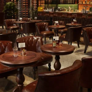 American Retro Sofa Chair Tavern Single Old-fashioned Chair Music Bar Dining Table Leather Chair