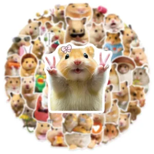 50pcs Funny Hamster Expression Doodle Stickers Cute Animal Meme Decoration Decals for Guitar Luggage Notebooks Stationery