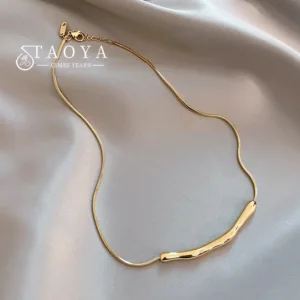 European and American Fashion Simple Stainless Steel Gold Color Collarbone Chain For Women’s Fashion Short Necklaces Jewelry