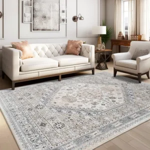 zesthomeArea Rugs - Ultra-Thin Washble Rug, Stain Resistant Anti Slip Backing Rugs for Living Room,Bedroom, Vintage Home De