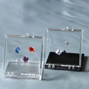 Transparent Diamond Box Gemstone Display Tray Floating Gem Packaging Storage Case Beads Display Showcase Gems Organizer Box