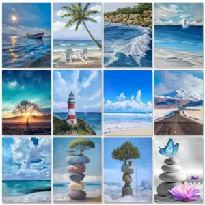 GATYZTORY Frame Sandy Beach Paint By Numbers For Adults Kids Handpainted Landscape DIY Oil Painting Canvas Drawing Gift Home Art
