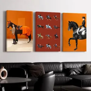 Luxury Polo Sport Design Framed Wall Painting Ready to Hang Canvas Wall Art Poster for Bedroom Living Room Home Decor Gift