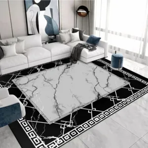 Luxury Black White Marble Print Carpet for Living Room Decor Sofa Coffee Table Rugs Bedroom Lounge FloorMat Kitchen Rugs