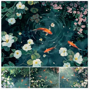 Hand Painting Pond Lotus Goldfish Flower Animals Landscape Painting By Numbers Kit DIY Artwork Canva Art Home Decoration Gift