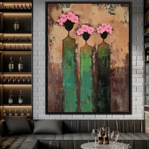 Abstract Brown And Green Texture Wabi-Sabi Wall Figure Art Poster Vintage Female Figure Canvas Painting Living Room Home Decor