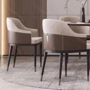 Aesthetic Ergonomic Dining Chairs, Comfortable Luxury Leather Designer Accent Armchair For Kitchen Home Furniture